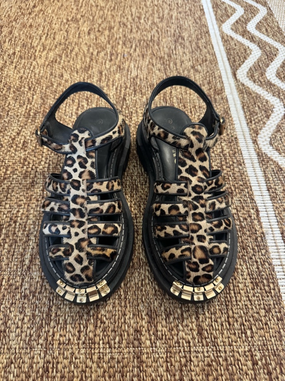 Sandro Leopard Platform Fisherman Sandals